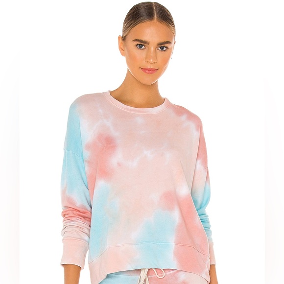 Sundry Tops - Sundry Peach and Turquoise Tie Dye Sweatshirt